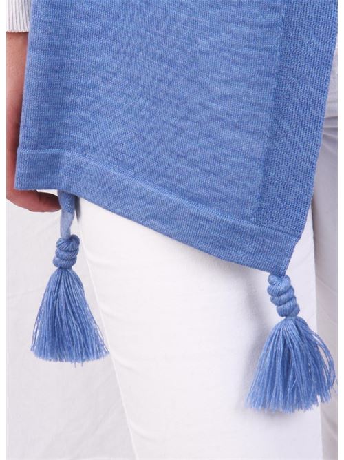 Stola azzurra in lana merino con nappe Art Tricot | 201602AZZURRO